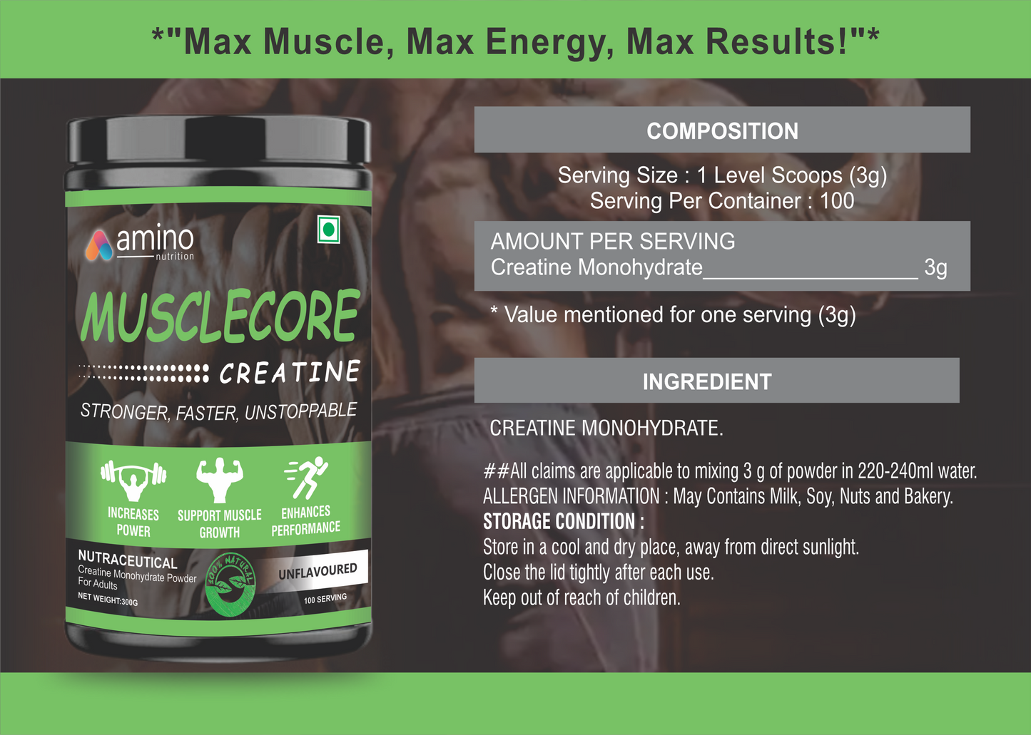 Musclecore Creatine (Unflavoured)