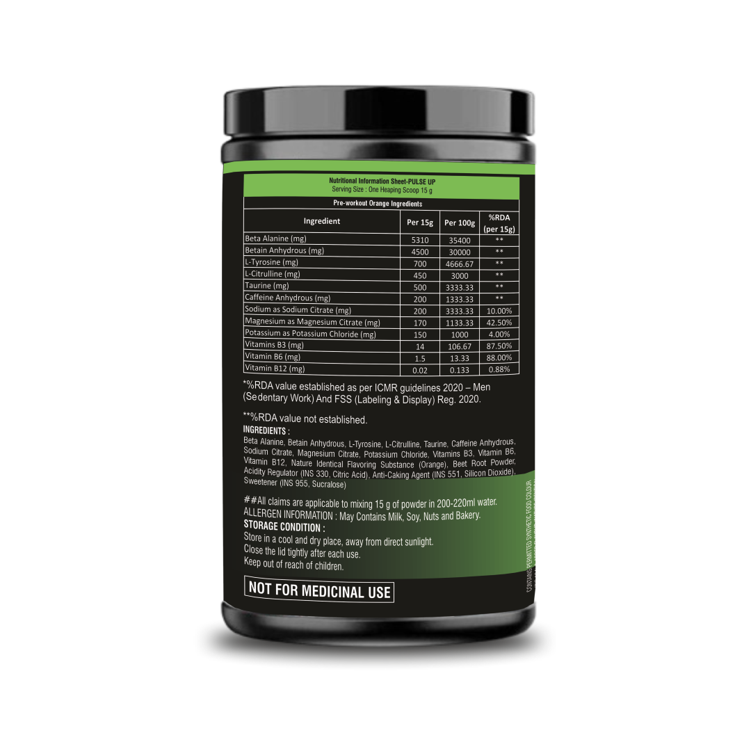 Pulse Up Pre-Workout (Orange Flavour)